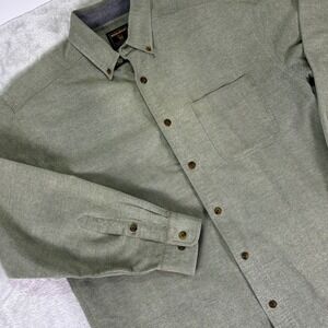 Woolrich Men's Button Down Shirt Size L Green Outdoor Casual Long Sleeve